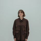 wide technical shirt LS *brown