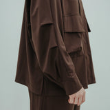 wide technical shirt LS *brown