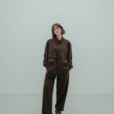 wide technical shirt LS *brown