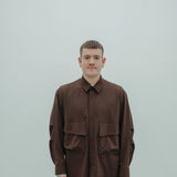 wide technical shirt LS *brown